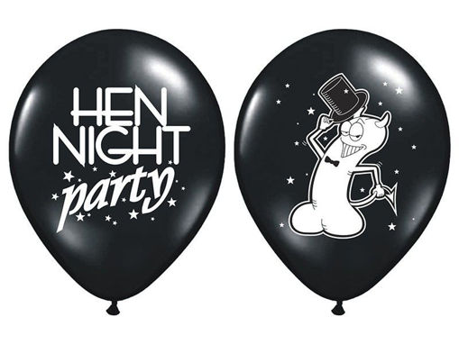Picture of HEN NIGHT PARTY BLACK 12INCH LATEX BALLOONS - 6PK